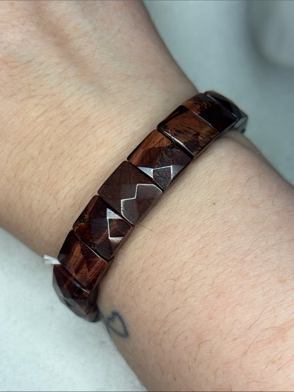 Red tigers eye Faceted Stone Stretch Bracelet